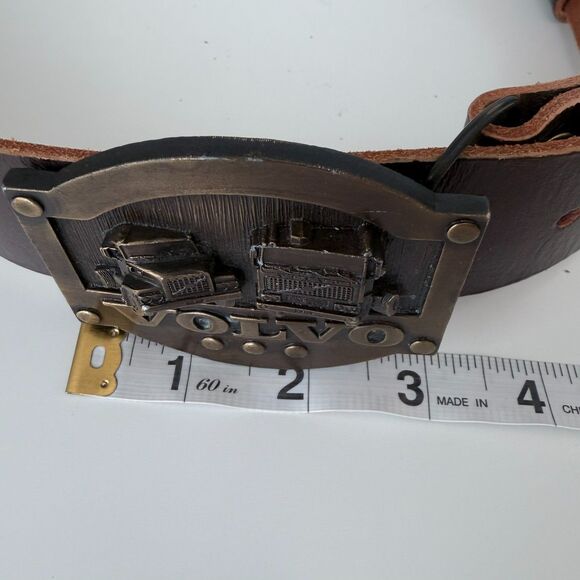 Vintage 1980 Volvo Trucker Belt Buckle Tonkin Inc Leather Belt Collectible Auto - Picture 6 of 7